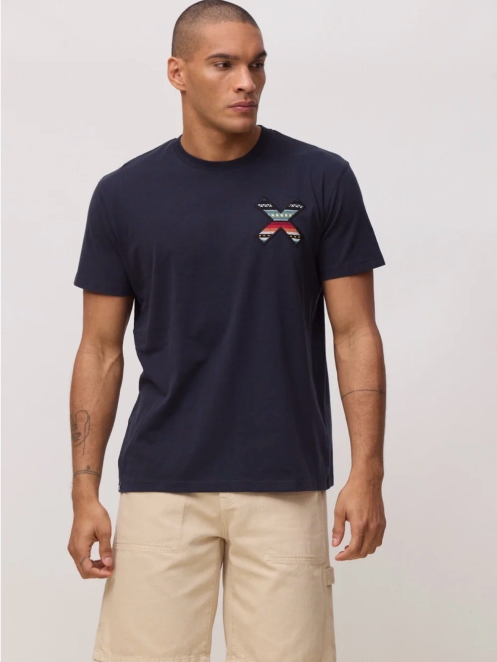 Blue Banana Brand Mens Classic Tee Navy Blue Embroidered Size Medium New